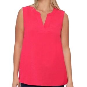 NWT Rachel Roy Coral Pink Sleeveless Blouse XL V Neck Lightweight